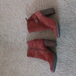 Leather suede ankle boots
